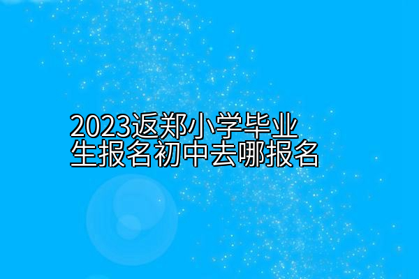 2023返郑小学毕业生报名初中去哪报名