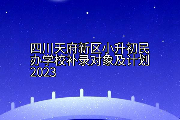 四川天府新区小升初民办学校补录对象及计划2023