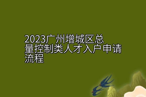 2023广州增城区总量控制类人才入户申请流程