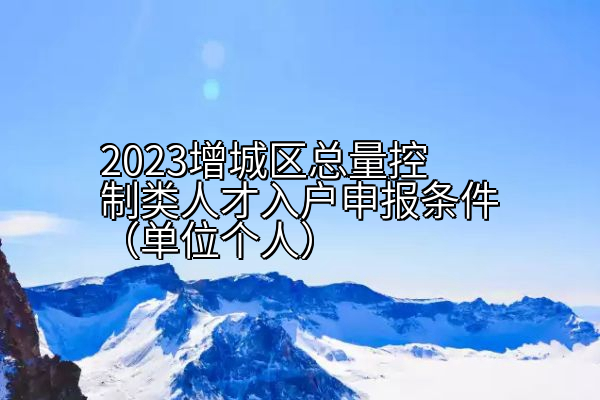 2023增城区总量控制类人才入户申报条件（单位个人）