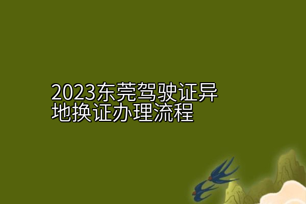 2023东莞驾驶证异地换证办理流程
