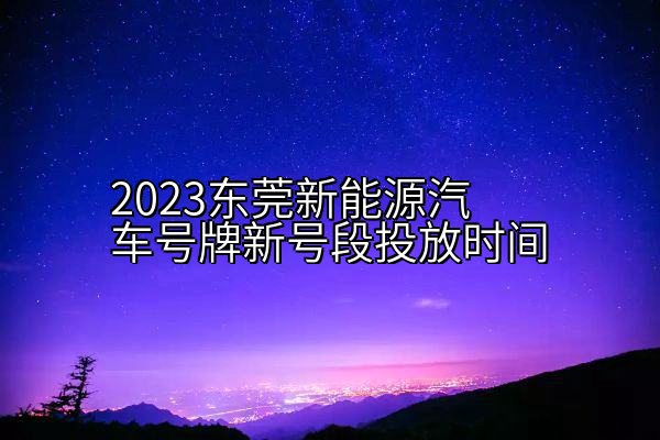 2023东莞新能源汽车号牌新号段投放时间