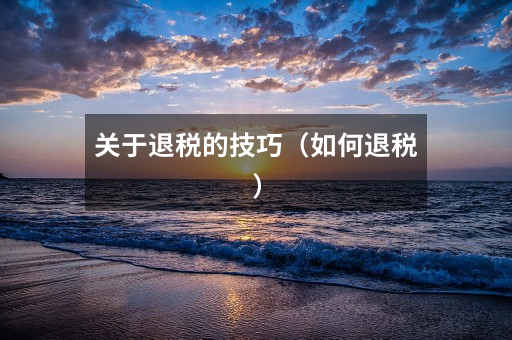 关于退税的技巧(如何退税)