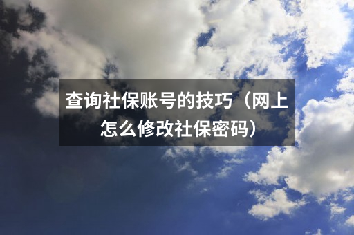 查询社保账号的技巧(网上怎么修改社保密码)