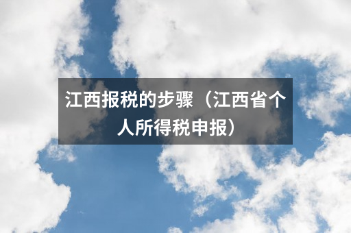 江西报税的步骤(江西省个人所得税申报)