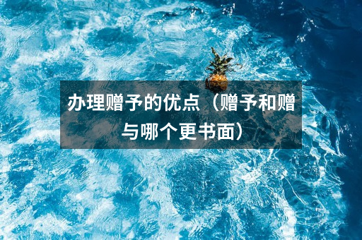 办理赠予的优点(赠予和赠与哪个更书面)