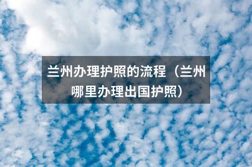 兰州办理护照的流程(兰州哪里办理出国护照)