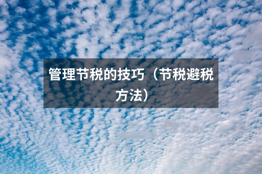 管理节税的技巧(节税避税方法)