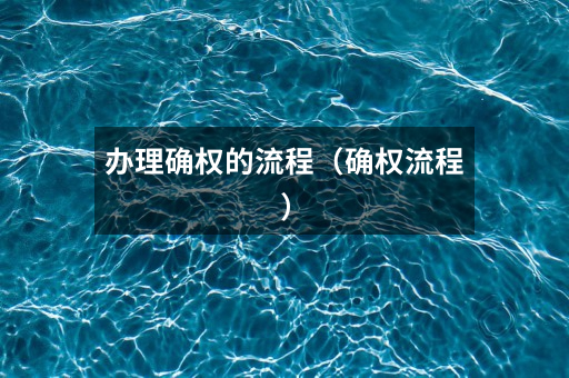 办理确权的流程(确权流程)