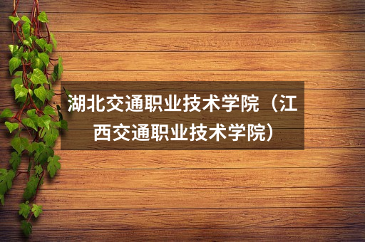 湖北交通职业技术学院(江西交通职业技术学院)
