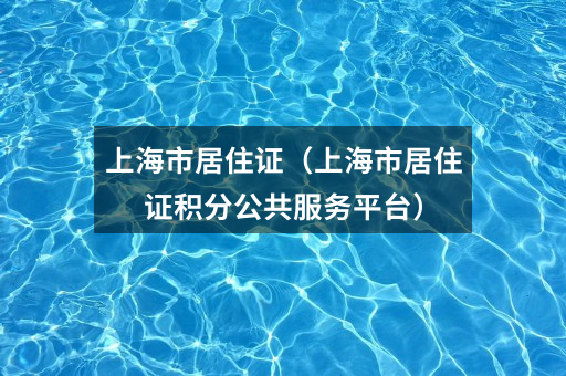 上海市居住证(上海市居住证积分公共服务平台)