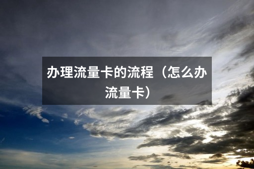 办理流量卡的流程(怎么办流量卡)