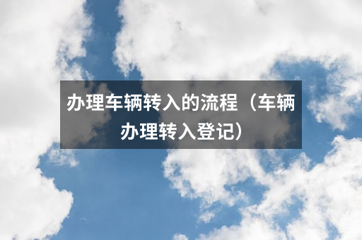 办理车辆转入的流程(车辆办理转入登记)