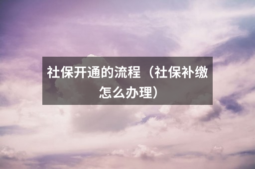 社保开通的流程（社保补缴怎么办理）