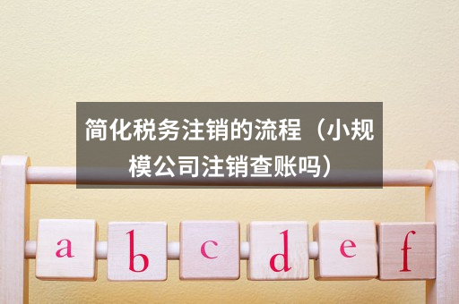 简化税务注销的流程(小规模公司注销查账吗)