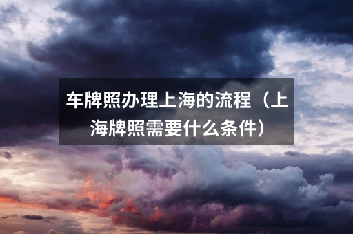 车牌照办理上海的流程(上海牌照需要什么条件)