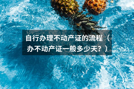 自行办理不动产证的流程（办不动产证一般多少天？）