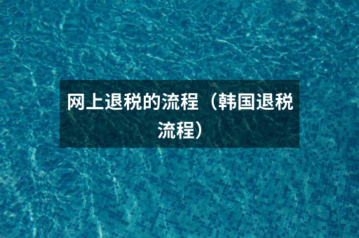 网上退税的流程(韩国退税流程)
