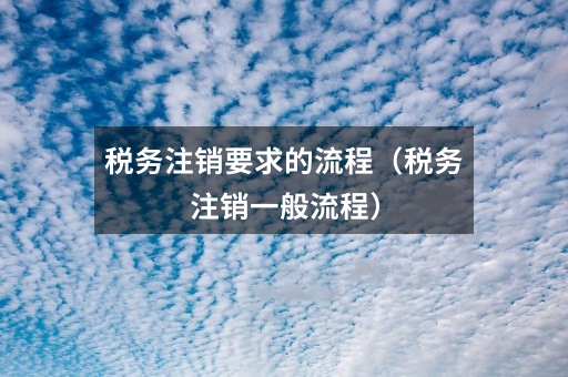 税务注销要求的流程（税务注销一般流程）