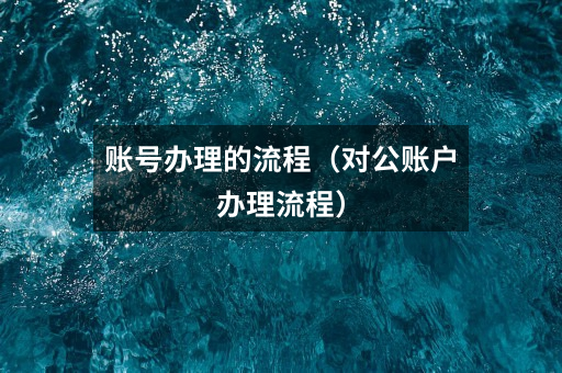 账号办理的流程(对公账户办理流程)