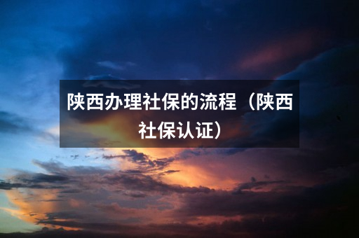 陕西办理社保的流程(陕西社保认证)