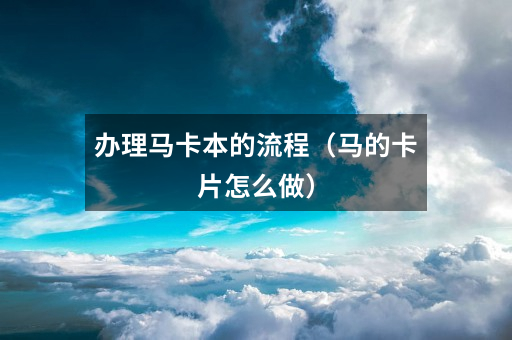 办理马卡本的流程(马的卡片怎么做)
