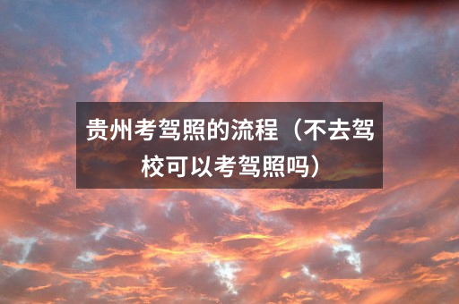 贵州考驾照的流程(不去驾校可以考驾照吗)
