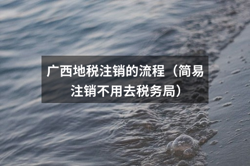 广西地税注销的流程(简易注销不用去税务局)