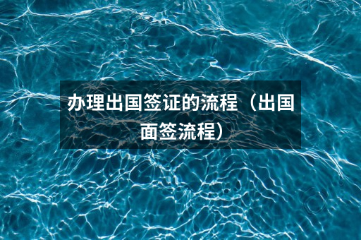 办理出国签证的流程（出国面签流程）