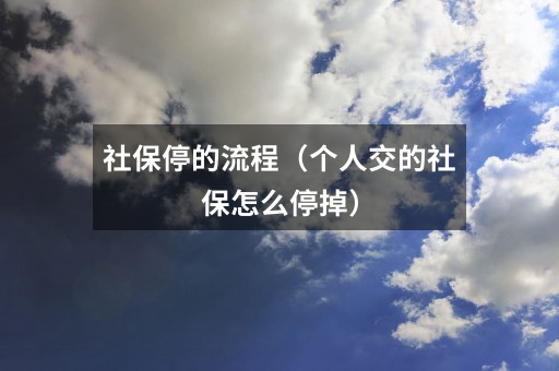 社保停的流程(个人交的社保怎么停掉)