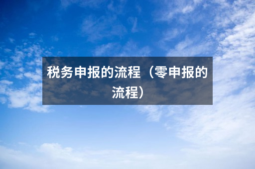 税务申报的流程(零申报的流程)