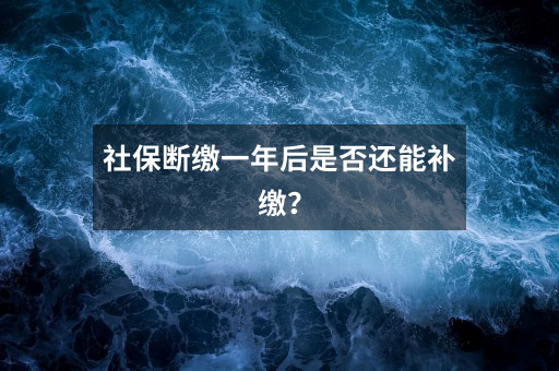 社保断缴一年后是否还能补缴?