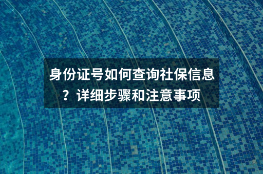身份证号如何查询社保信息?详细步骤和注意事项