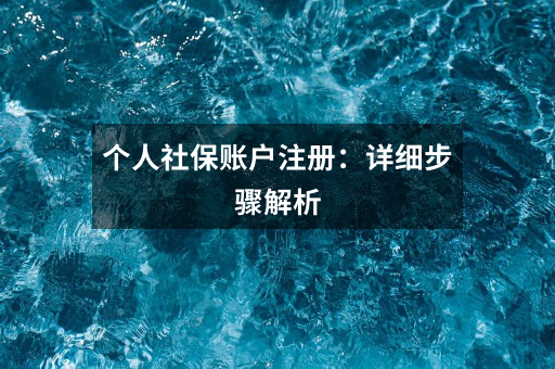 个人社保账户注册：详细步骤解析