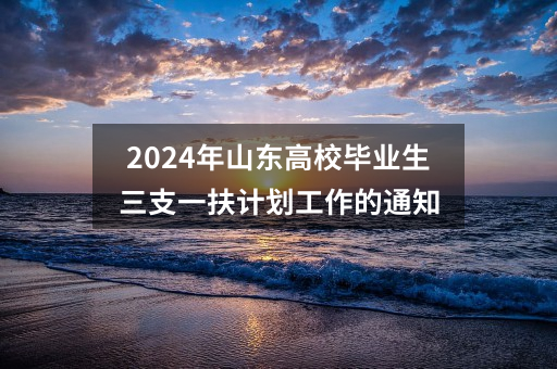 2024年山东高校毕业生三支一扶计划工作的通知